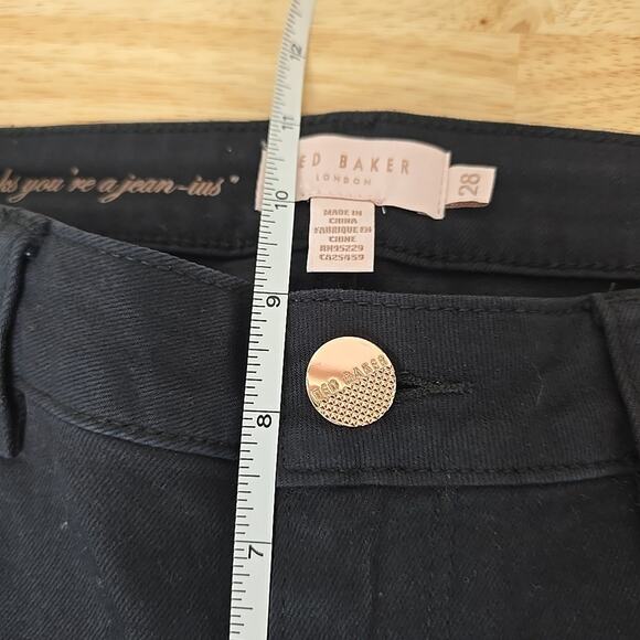 Ted Baker Womens Black Skinny Jeans Size 28 Wax Coated Ombre Dip Dye Biker Edgy - Picture 6 of 10